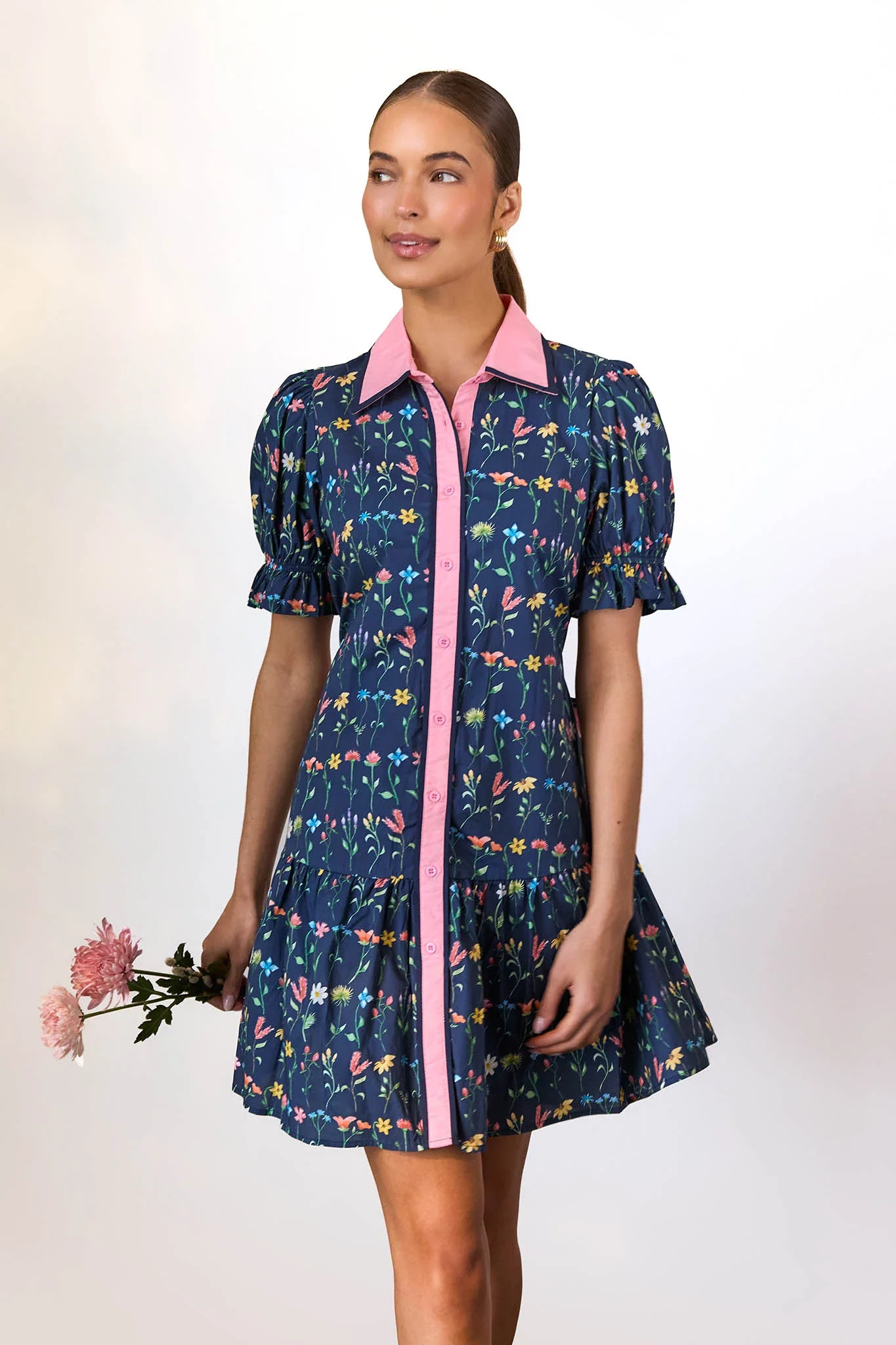 Luna Floral Button Up Short Dress | Avara