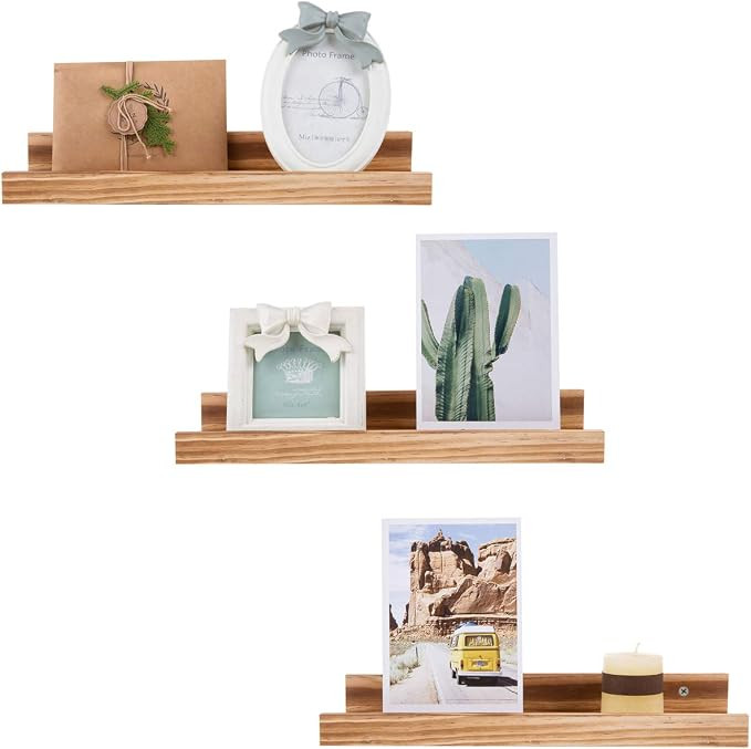 Picture Ledge Shelf Wood Floating Shelves,Wall Mount Shelves,16inch,Set of 3,for bedrooms,Office,... | Amazon (US)