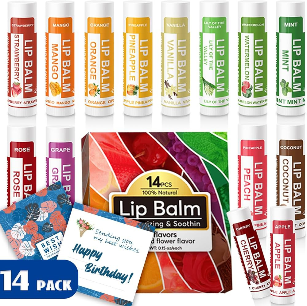 Yopela 14 Pack Natural Lip Balm in Bulk with Vitamin E and Coconut Oil - Moisturizing, Soothing, ... | Amazon (US)