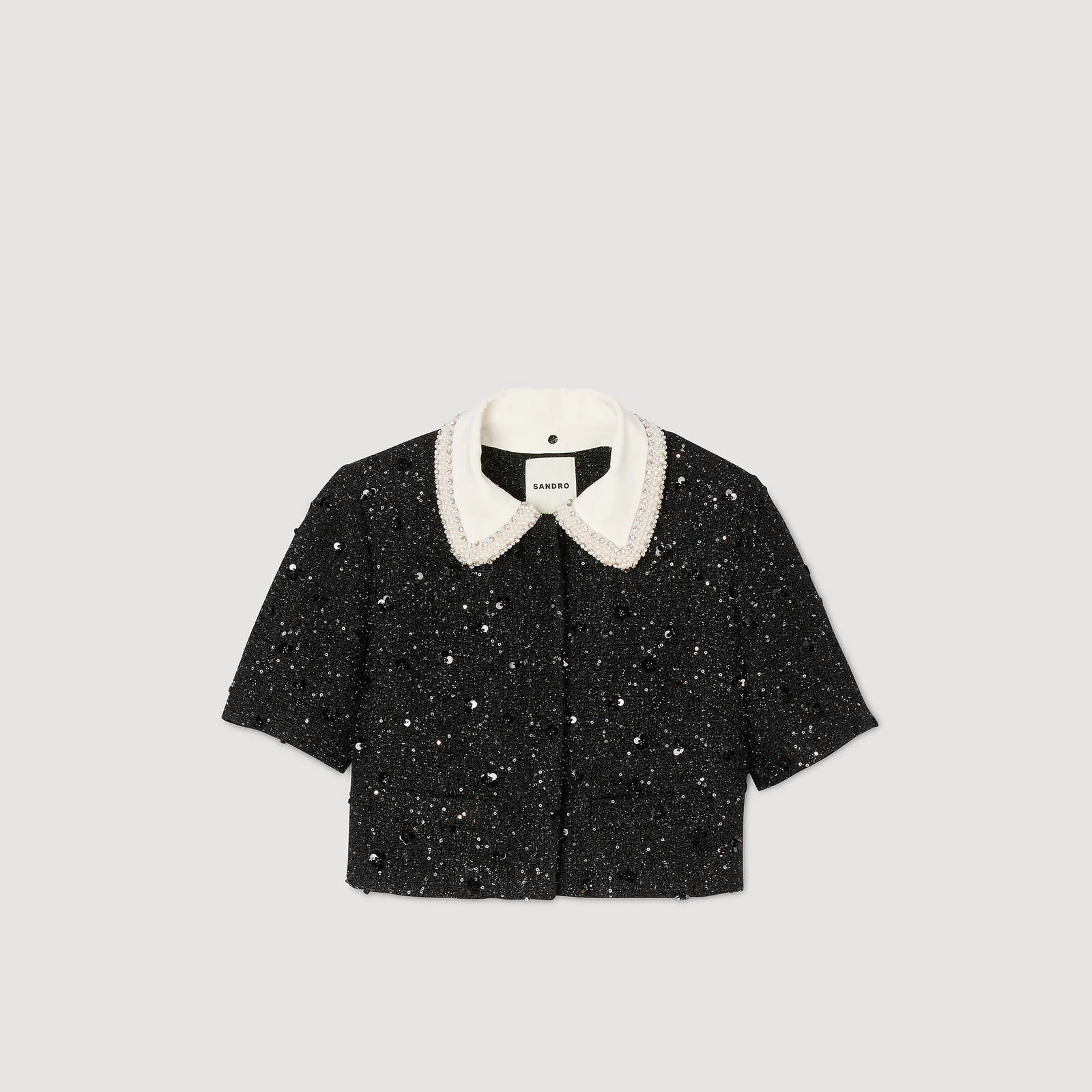 Removable rhinestone collar Jacket | Sandro US | Sandro-Paris US