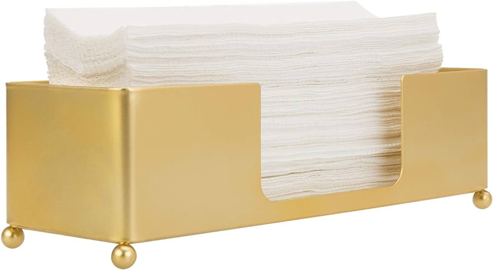 MyGift Modern Brass Tone Metal Tabletop Commercial Folded Paper Towel Holder Dispenser Tray | Amazon (US)