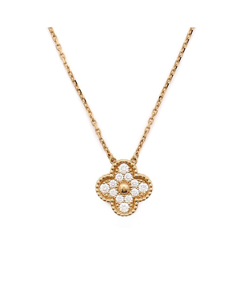 Pre-Owned Van Cleef & Arpels Vintage Alhambra Pendant Necklace 18K Gold and Diamonds, 16.25 - 14.5 | Bloomingdale's (US)