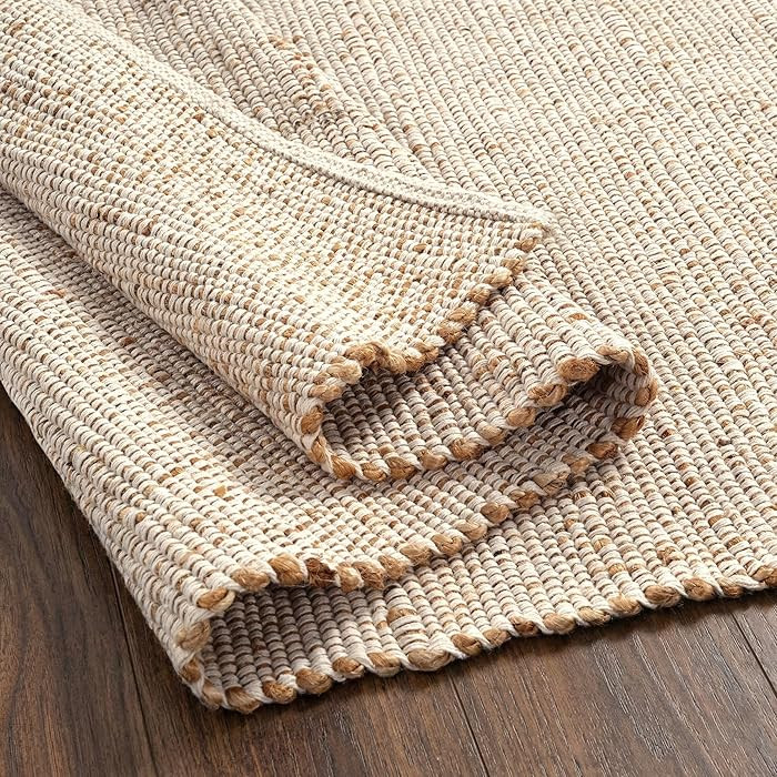 GRUHUM Jute Cotton Area Rug 8'x10'ft Rectangle Hand Woven Natural Farmhouse Rug for Living Room, ... | Amazon (CA)