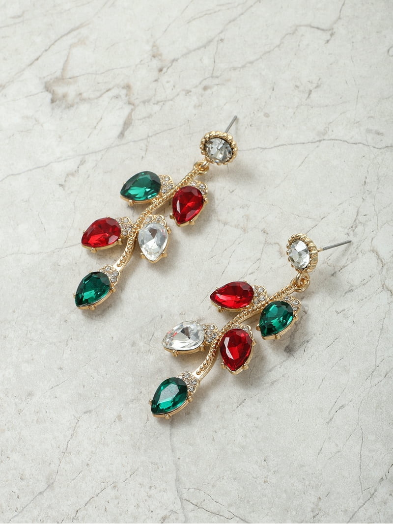 Holiday Time Red, Green and Silver Ornament Drop Earrings, 1 Pair | Walmart (US)