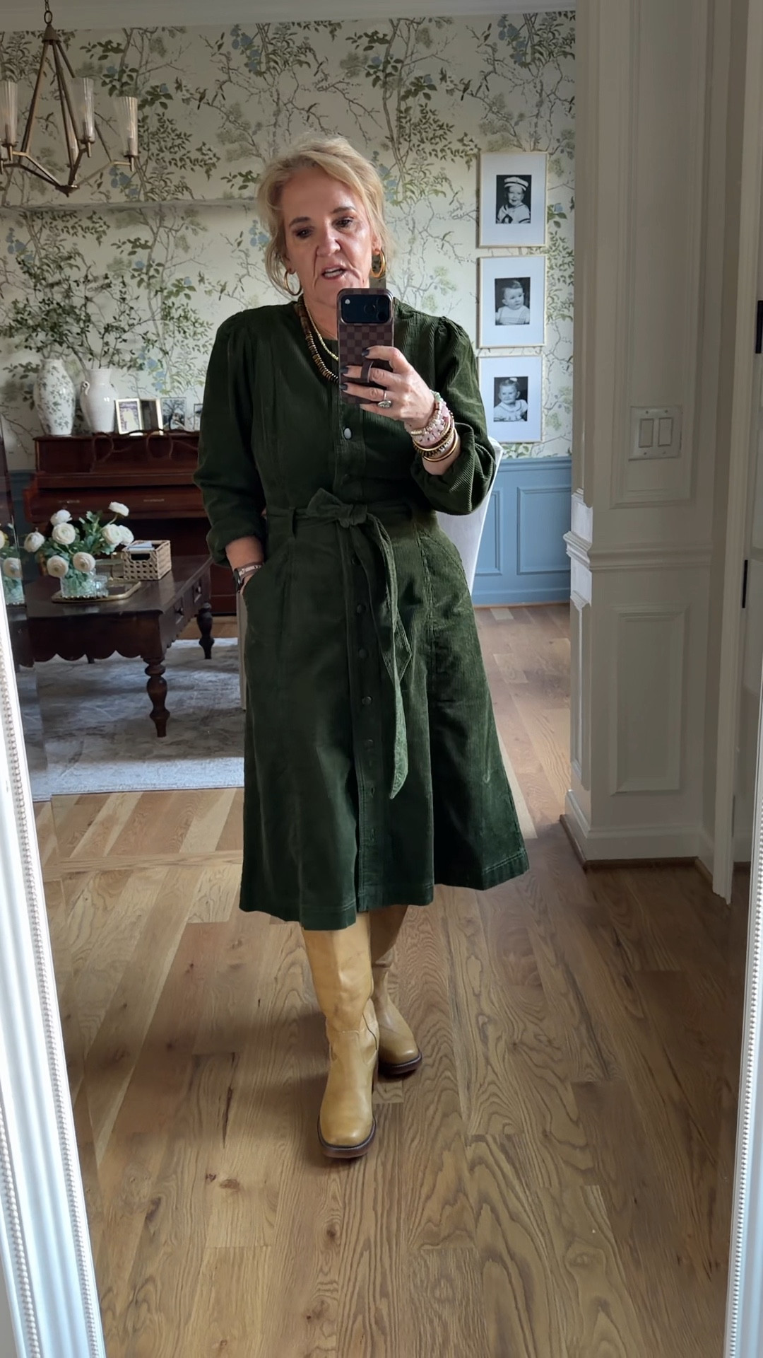 Loft corduroy dress size 8 petite 
Frye campus boots tts 
Allie & Bess 20% off code NANETTE20 

#LTKSaleAlert #LTKShoeCrush #LTKOver40