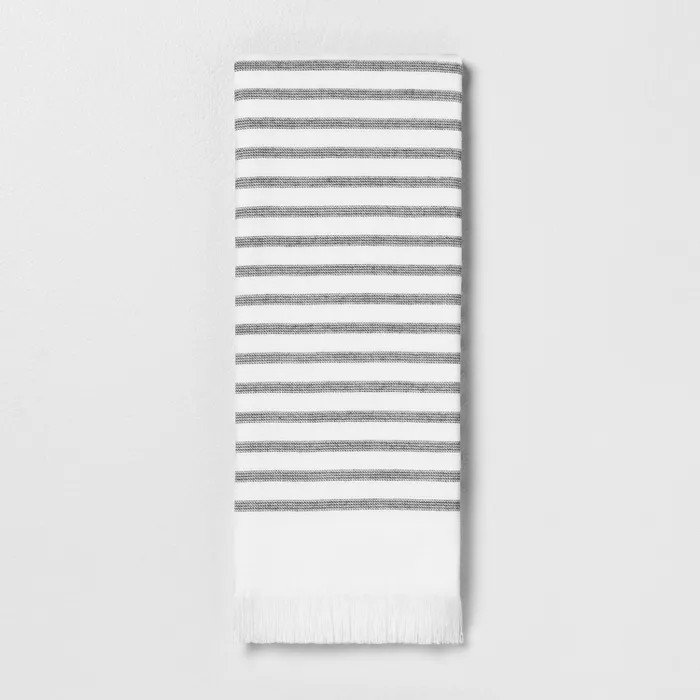 Core Stripe Hand Towel Railroad Gray - Hearth & Hand™ with Magnolia | Target