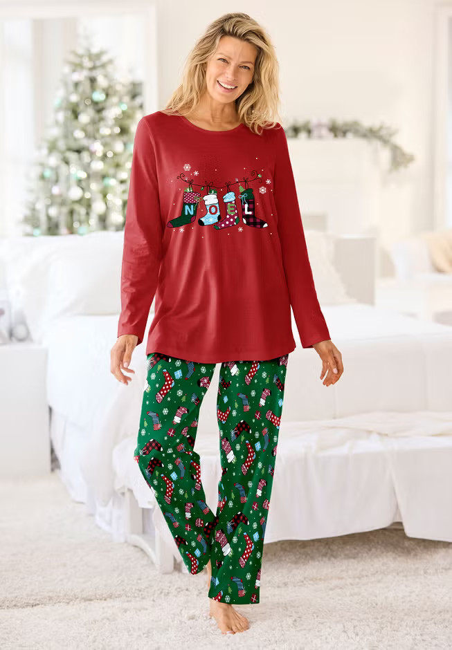 Long Sleeve Knit PJ Set | Woman Within