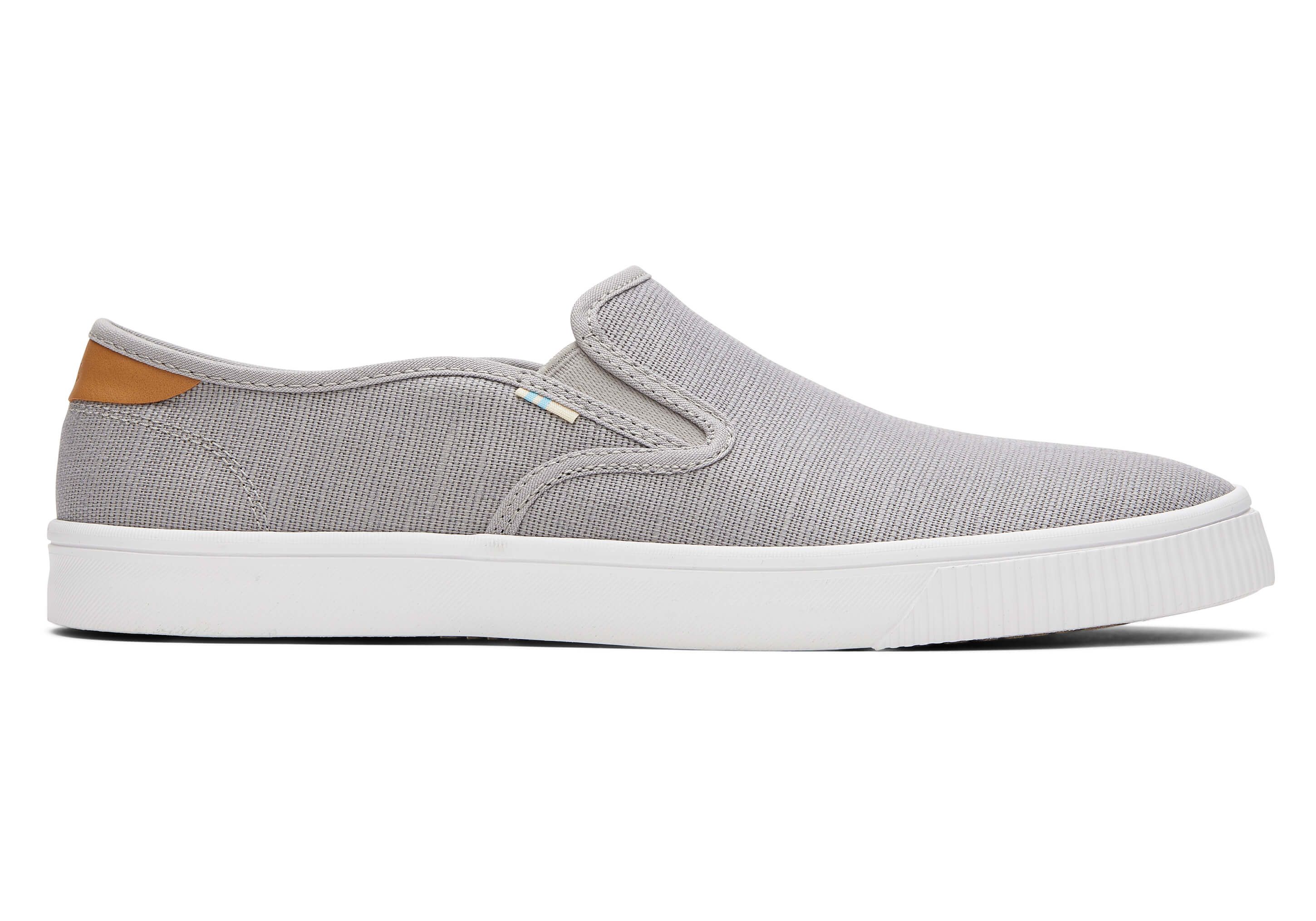 TOMS Grey Drizzle Heritage Canvas Men's Baja Slip-Ons Topanga Collection Shoes | TOMS (US)