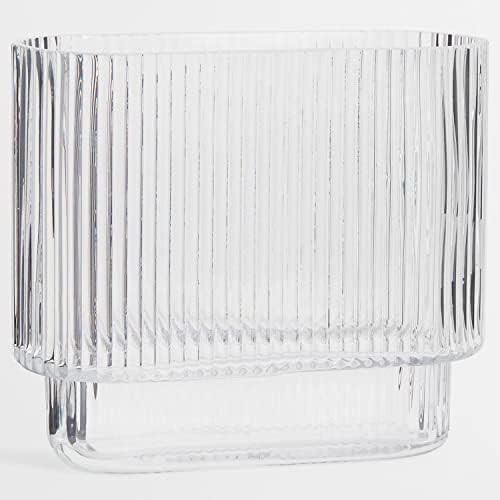 YANWE Clear Glass Vase, Flower Vase for Centerpieces, Ribbed Vase, Modern Vase, Decorative Vase for  | Amazon (US)