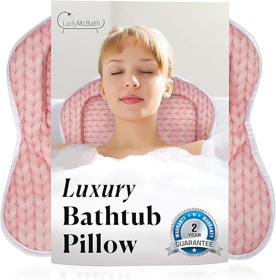 Lady McBath Bath Pillow - Luxury Bath Pillows for Tub Neck and Back Support - Powerful Suction Cu... | Amazon (US)