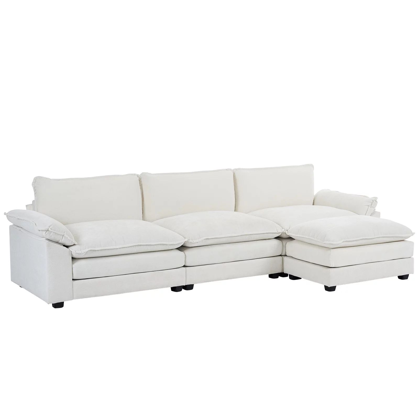 Zimtown Sectional Sofa with Ottoman, L Shaped Convertible Couch with Removable Chaise Chenille Fa... | Walmart (US)