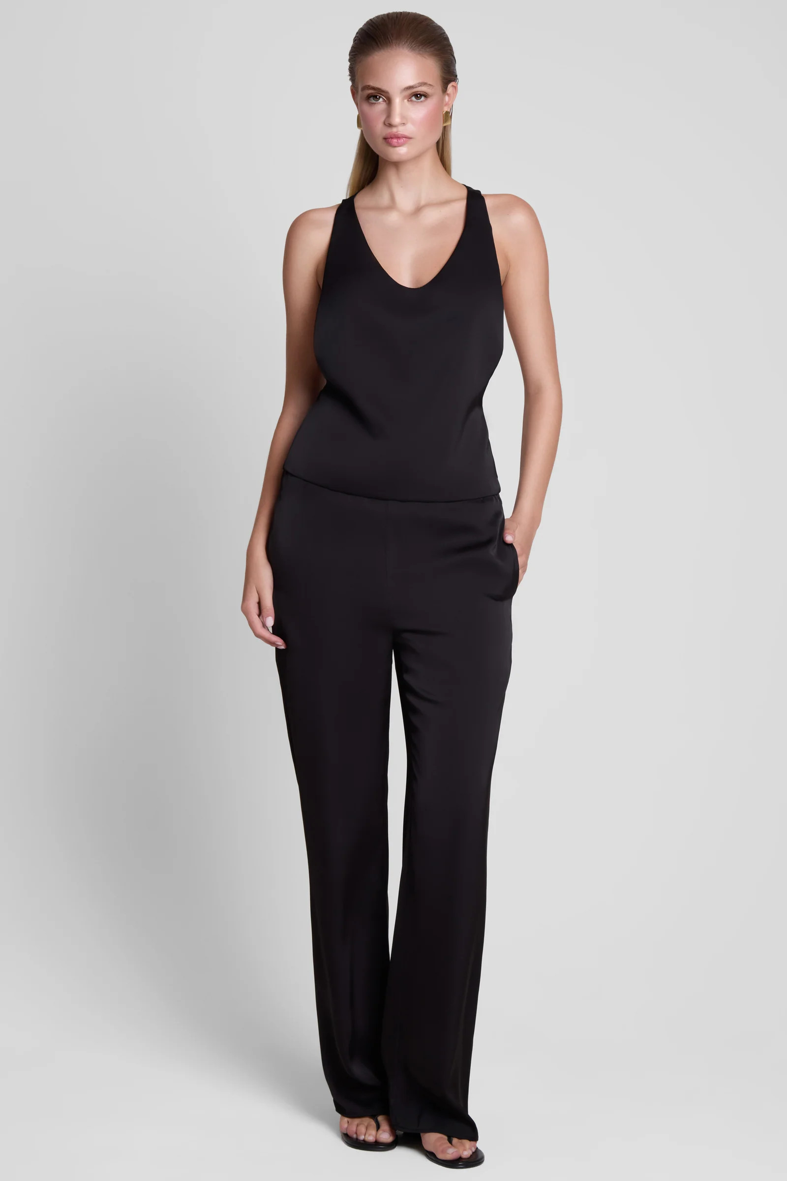 Soho Satin Straight Leg Pants - Black | LEAU (US)