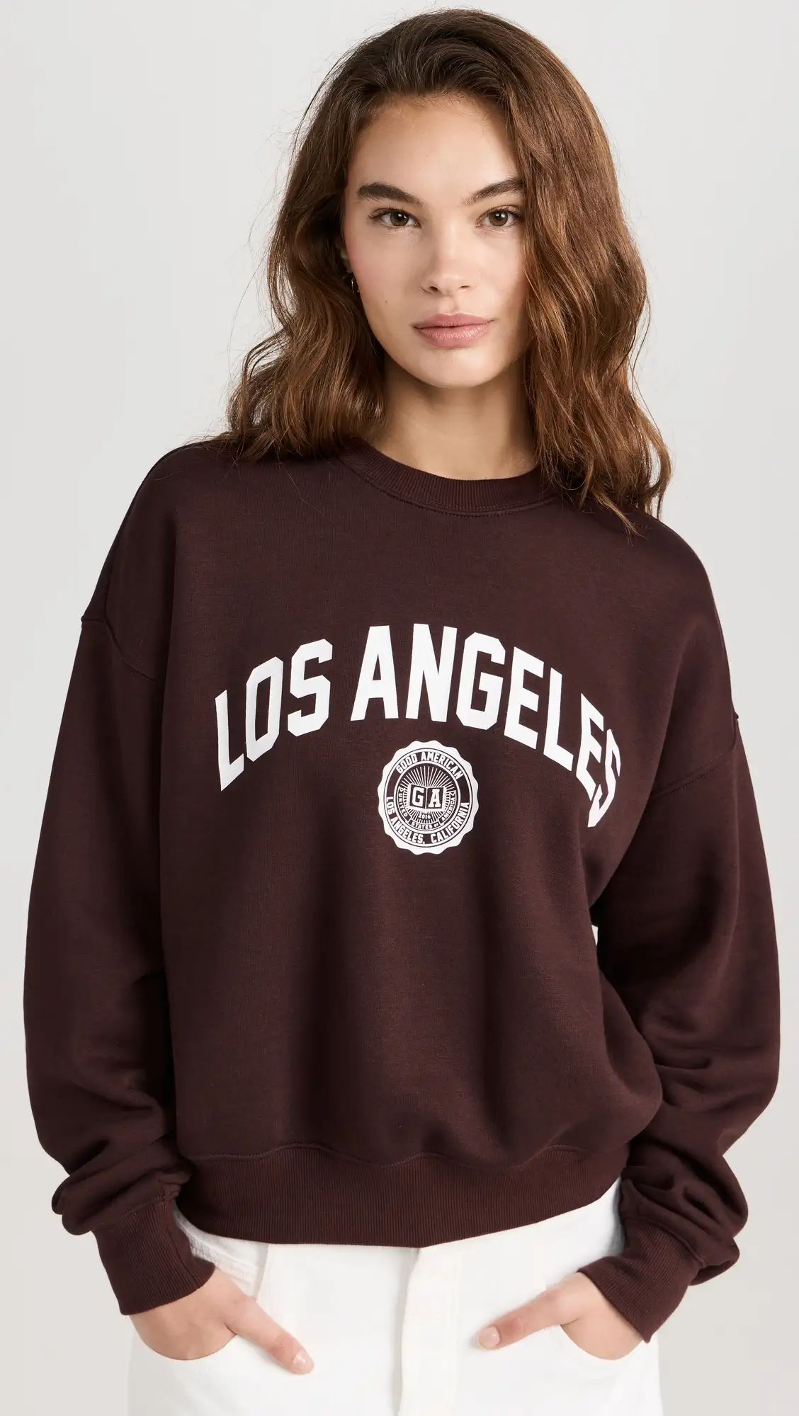 Good American Brushed Fleece Graphic Crew Sweatshirt Los Angeles | Shopbop | Shopbop