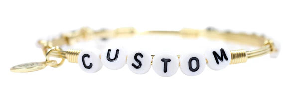 Custom Word Bangle Bracelet - White + Black | Bourbon and Boweties