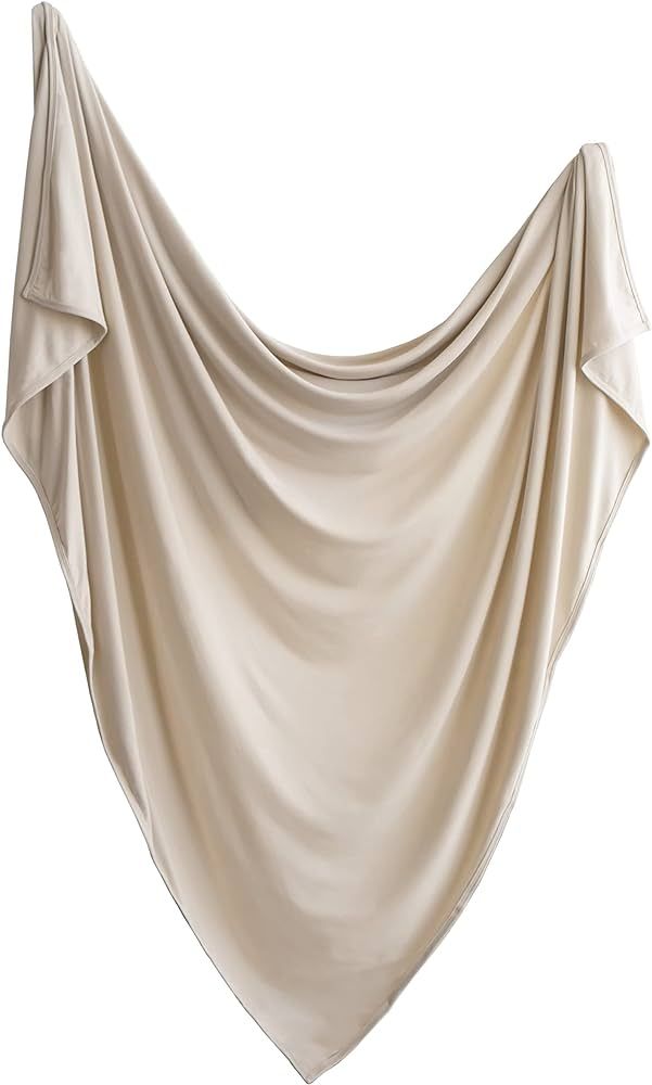 mushie Stretchy Baby Swaddle Blanket | Extra Soft & Snug Fit | 47"x47" (Fog) | Amazon (US)