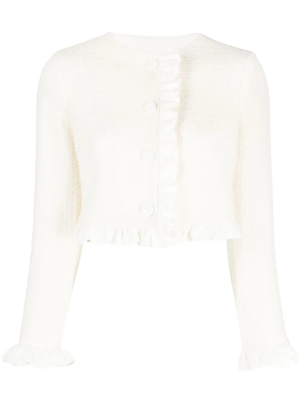PINKO ruffle-detail Cropped Tweed Jacket - Farfetch | Farfetch Global