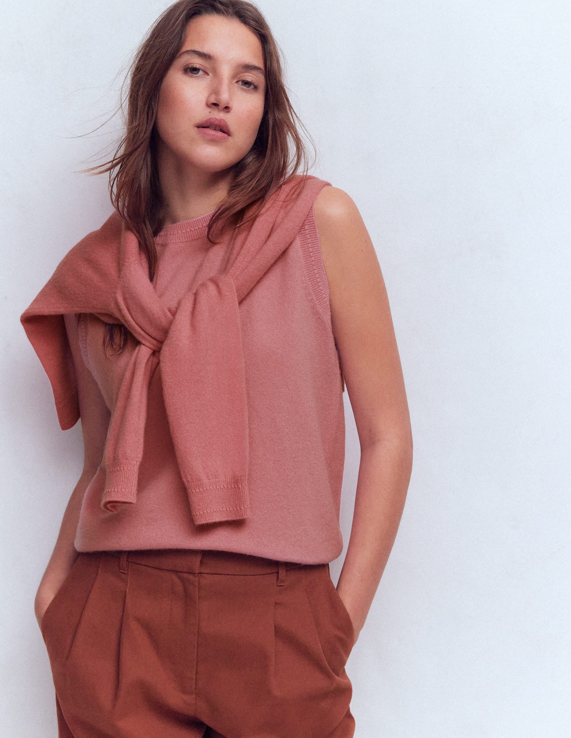 Eva Cashmere Vest-Camelia Pink | Boden (US)