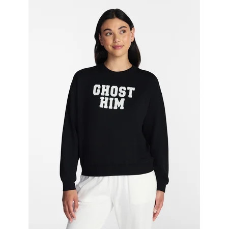 Halloween and Fall Women's French Terry Knit Lounge Sleep Top with Long Sleeves, Sizes XS-3X | Walmart (US)