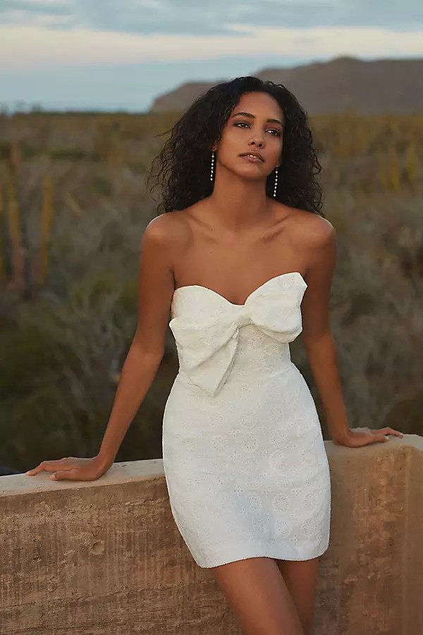 Hutch Eyelet Bow-Tie Mini Dress By Hutch in White Size 6 | Anthropologie (US)