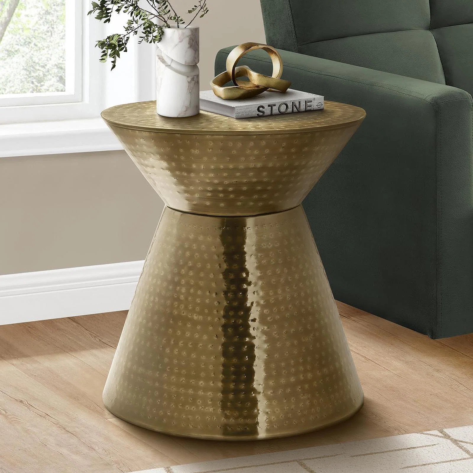Accent Table, Drum, Side, End, Nightstand, Lamp, Living Room, Bedroom, Gold Metal, Contemporary, ... | Wayfair North America
