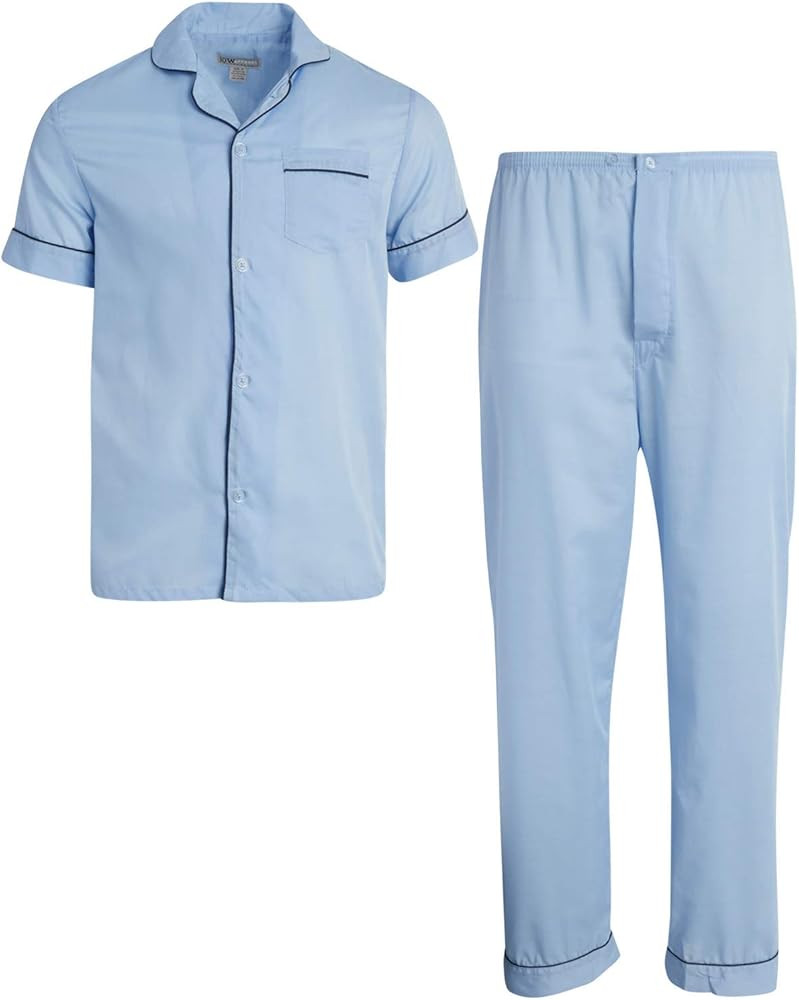 Ten West Apparel Men's 2-Piece Pajama Set with Short Sleeve Shirt and Long Pants | Amazon (US)
