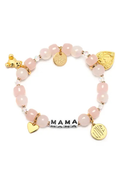 Little Words Project Mama Beaded Stretch Bracelet in White/Rosewater at Nordstrom, Size Small | Nordstrom