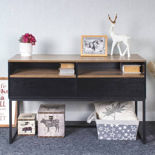 Console Sofa Table with 2 Open Shelves and 2 Drawers | Bed Bath & Beyond