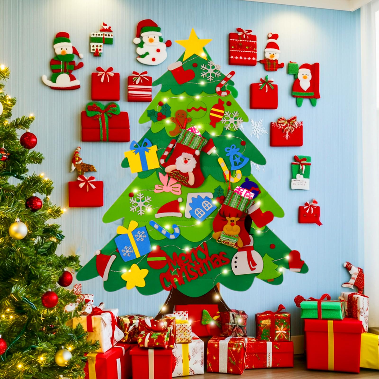 BABORUI Felt Christmas Tree for Toddlers with Christmas Stockings, Xmas Wall Hanging Ornaments De... | Amazon (US)