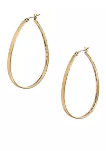 Lucky Brand Vintage Silver-Tone Oblong Hoop Earring | Belk