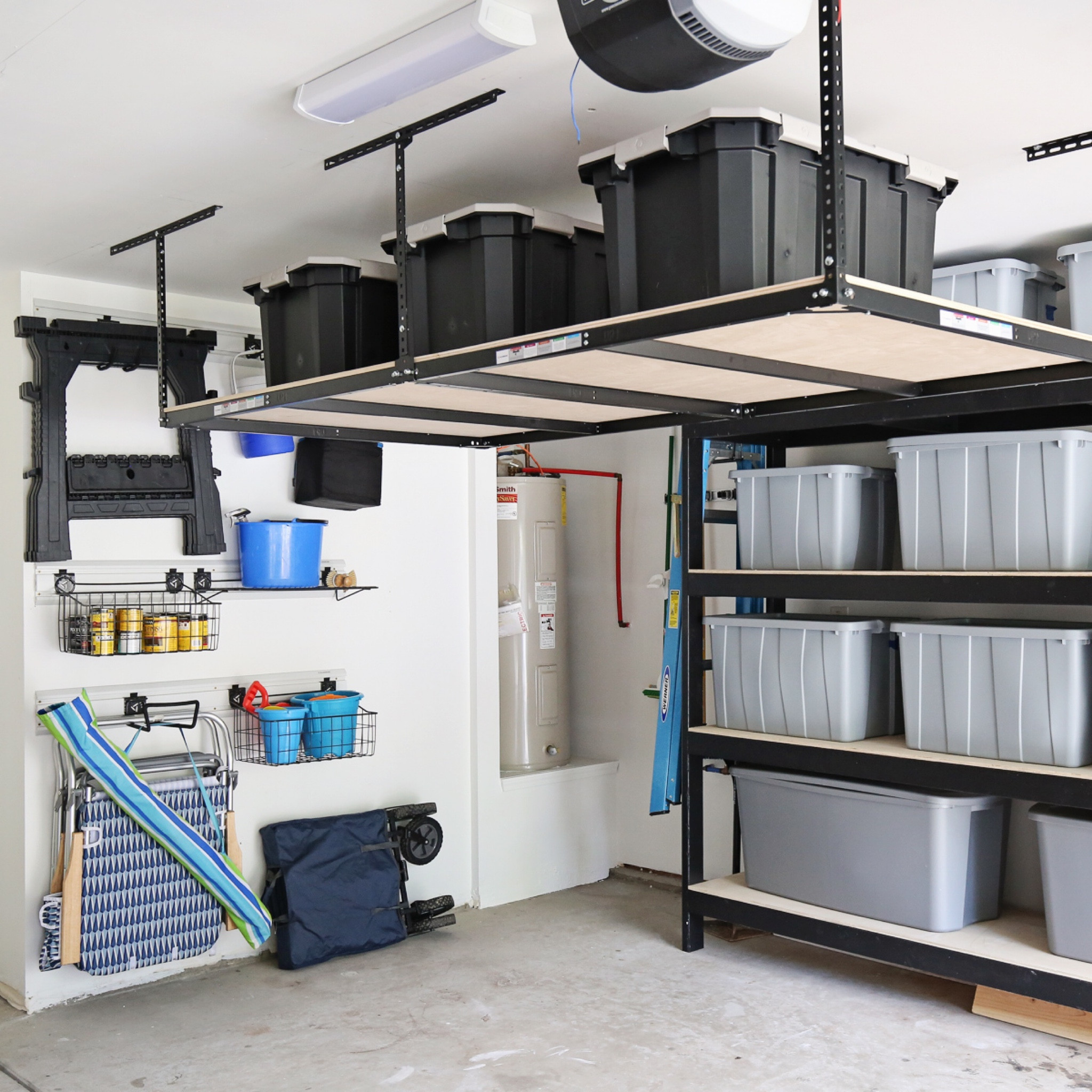 #ad Adding garage storage and organization with @loweshomeimprovement. Using overhead garage ceiling storage shelves, garage wall storage, heavy duty storage hooks, and metal wire storage baskets #Lowespartner #garagestorage #storagesolutions #garagegoals #organizedhome

#LTKHome