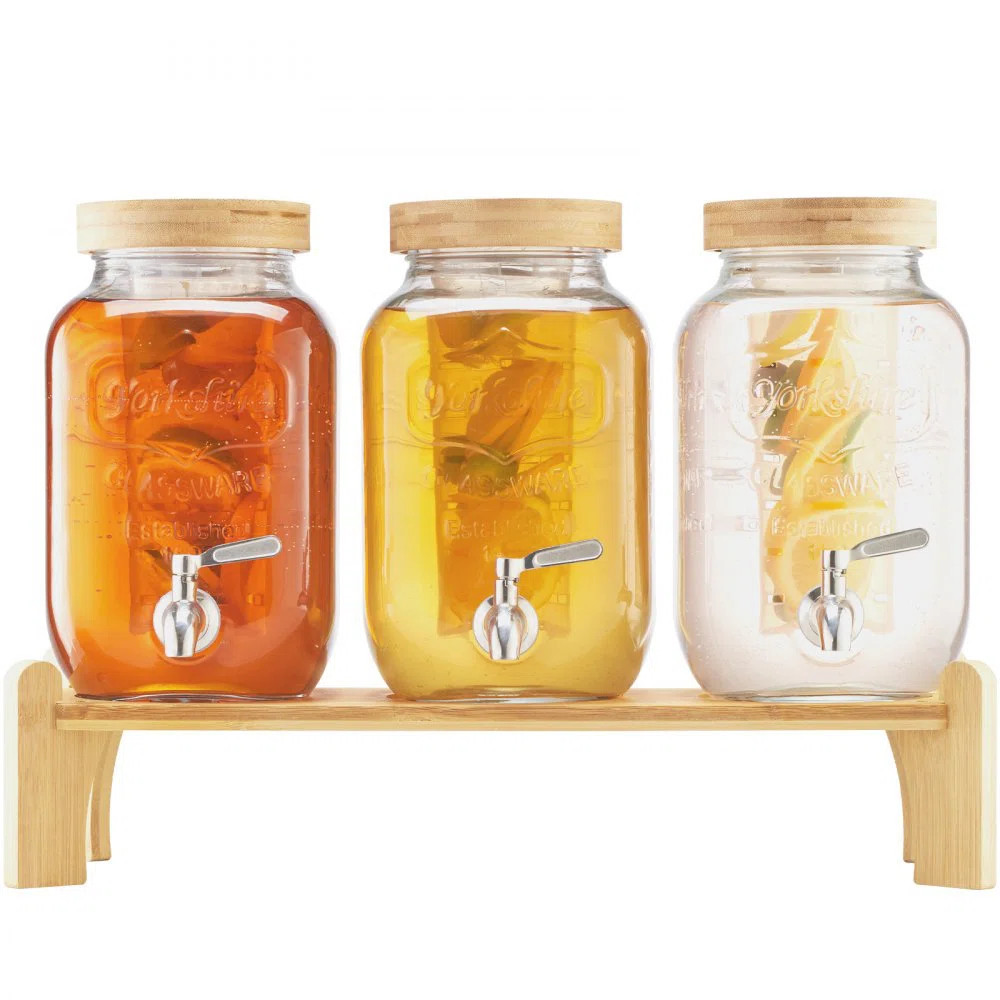 Drink Dispenser 1 Gal Beverage Dispenser for Parties Glass with Stand (Set of 3) | Wayfair North America