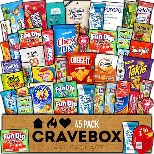 CRAVEBOX Snacks Box Variety Pack Care Package (45 Count) Easter Treats Gift Basket Adults Kids Grandkids Guys Girls Women Men Boyfriend Birthday Cookies Chips College Student Office School | Amazon (US)