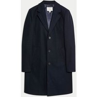 M&S Collection Men's Revere Overcoat - LREG - Navy, Black,Charcoal,Camel,Oatmeal,Thyme,Navy | Marks & Spencer (UK)
