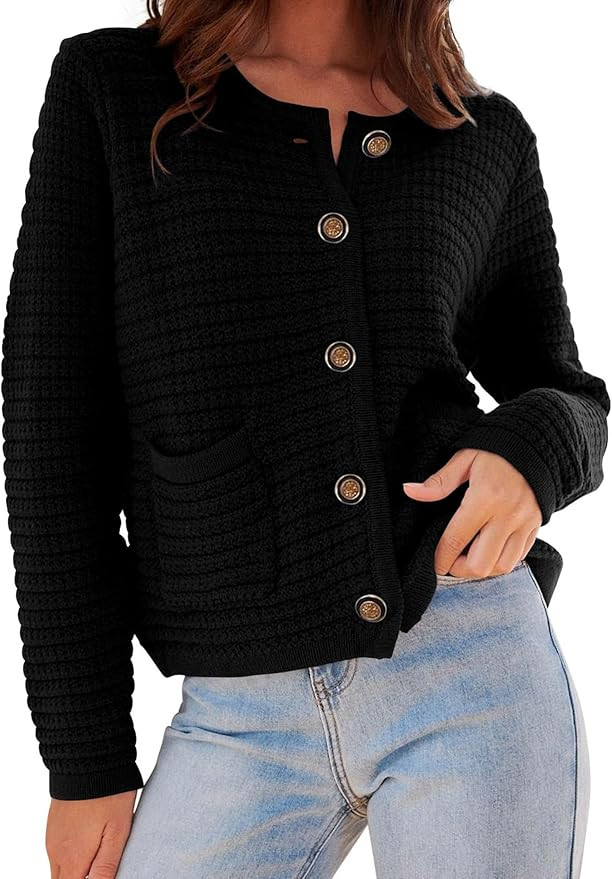 PRETTYGARDEN Womens 2023 Cardigan Sweaters Fall Open Front Button Down Long Sleeve Pockets Casual... | Amazon (US)