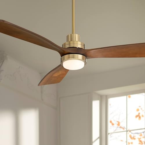 Casa Vieja 52" Delta Modern Indoor Ceiling Fan 3 Blade CCT LED Light Remote Control Soft Brass Fi... | Amazon (US)