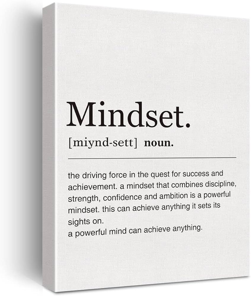 Office Wall Art Decor Mindset Definition Canvas Print with Inspirational Quote Framed Painting Mo... | Amazon (US)