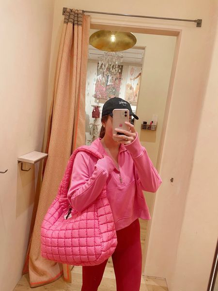 FP Movement Quilted Carry-all 💕 I LOVE this hot pink color!!! Wearing it with a Lululemon Scuba dupe and Target workout onesie. Linking an Amazon dupe to the tote bag below too!

#LTKxPrime #LTKU #LTKfitness