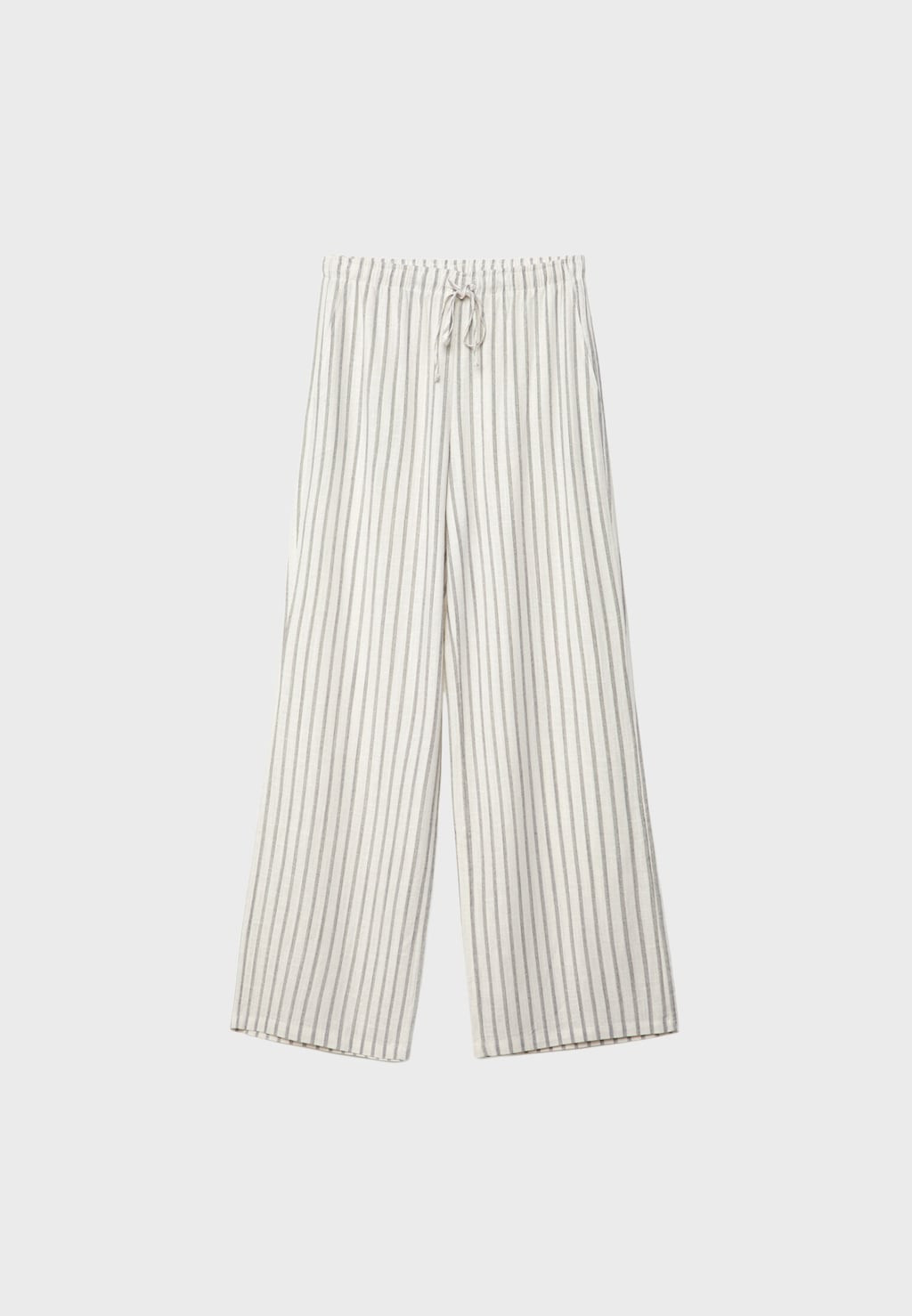 Striped flowing linen blend trousers with elasticated waistband - Women's fashion | Stradivarius ... | Stradivarius (UK)