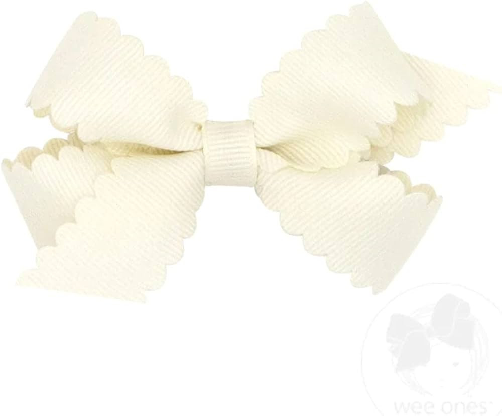 Wee Ones Girls' Classic Grosgrain Hair Bow with Scalloped Edges and Plain Wrap Center on a WeeSta... | Amazon (US)