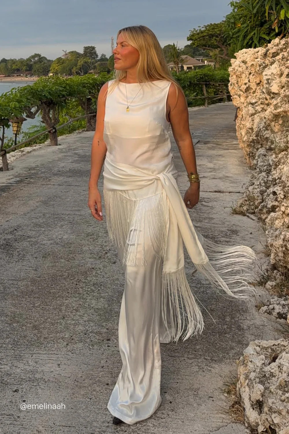 FIORA WHITE CUPRO FRINGE TOP | DISSH