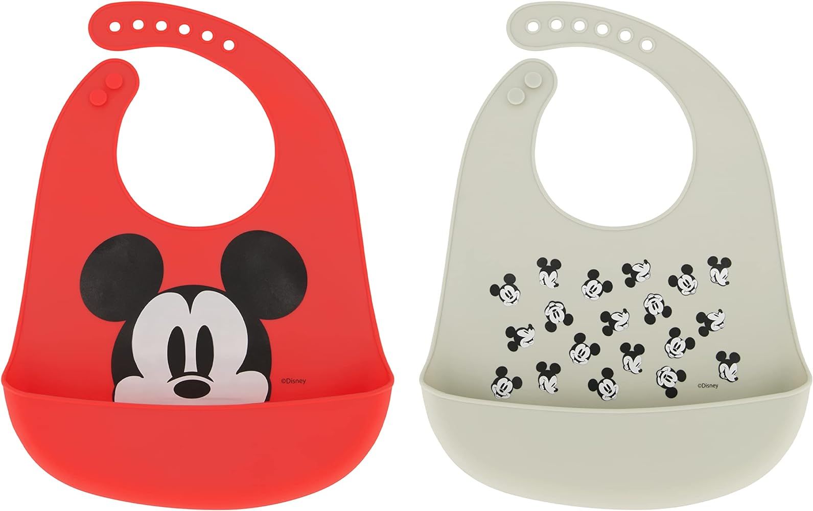 Disney 2-Pack Unisex Baby & Toddler Silicone Bibs with Food Catcher, Soft Waterproof Feeding Accesso | Amazon (US)