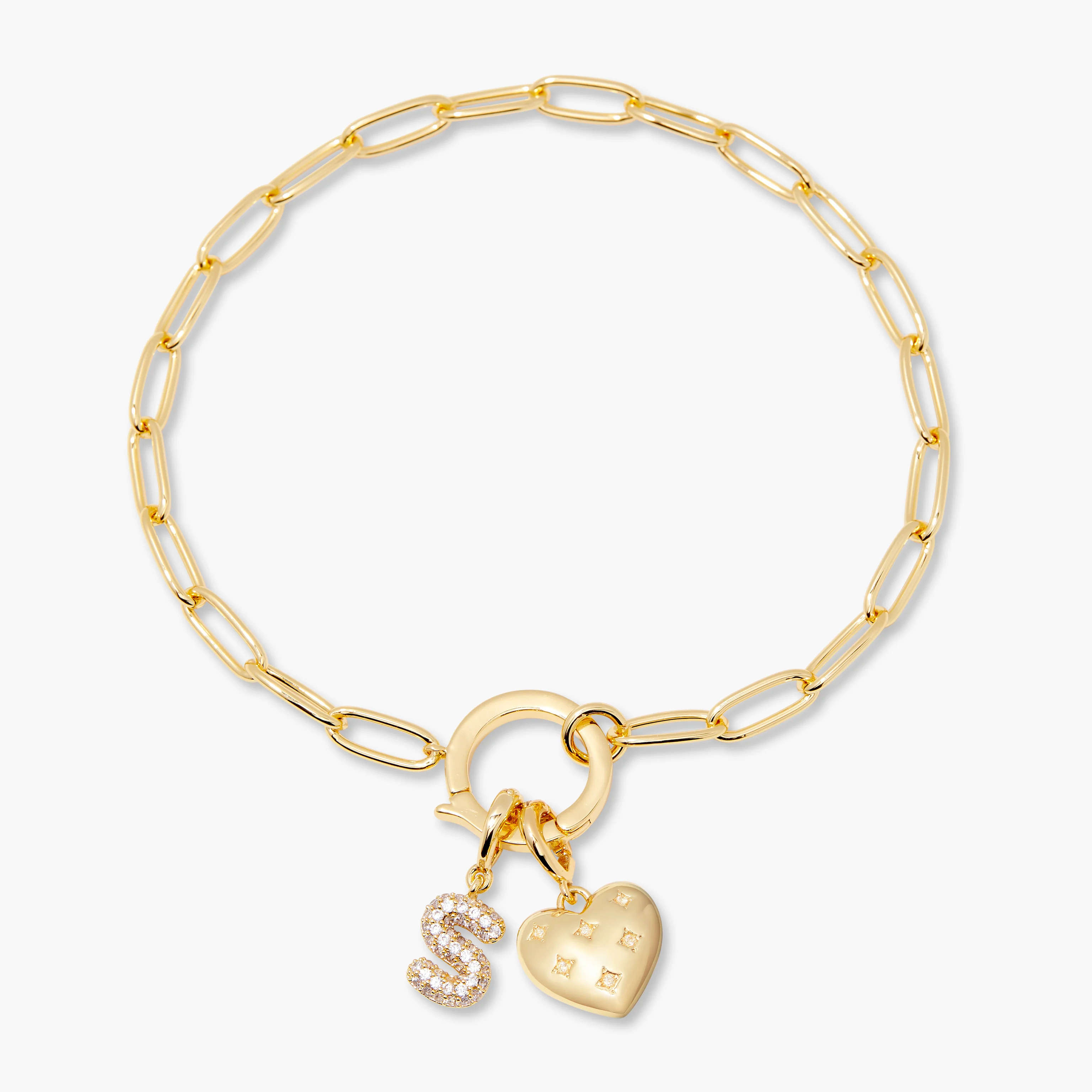 Lillian Initial Heart Charm Bracelet | Brook and York
