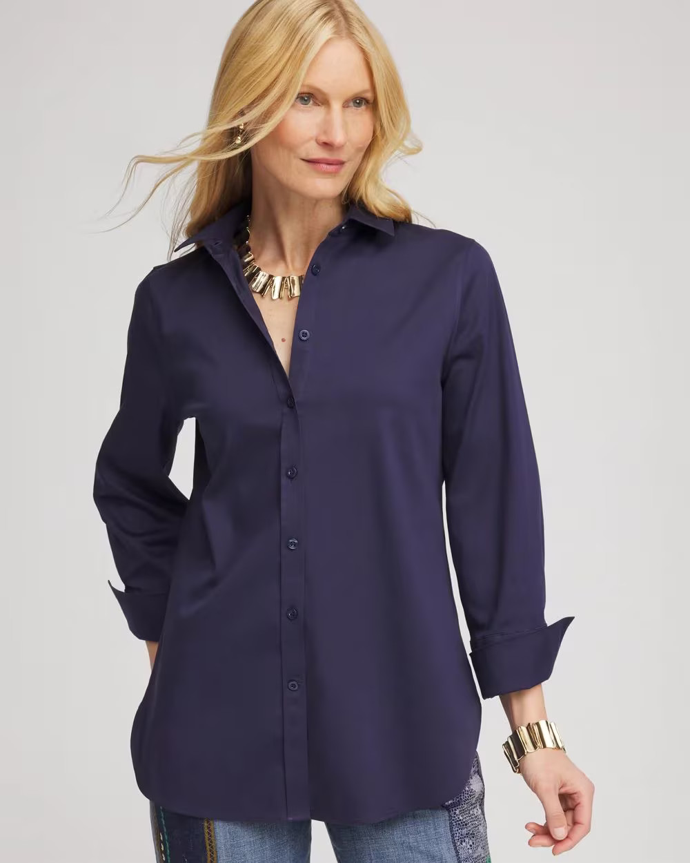 Stretch-Sateen Shirt | Chico's