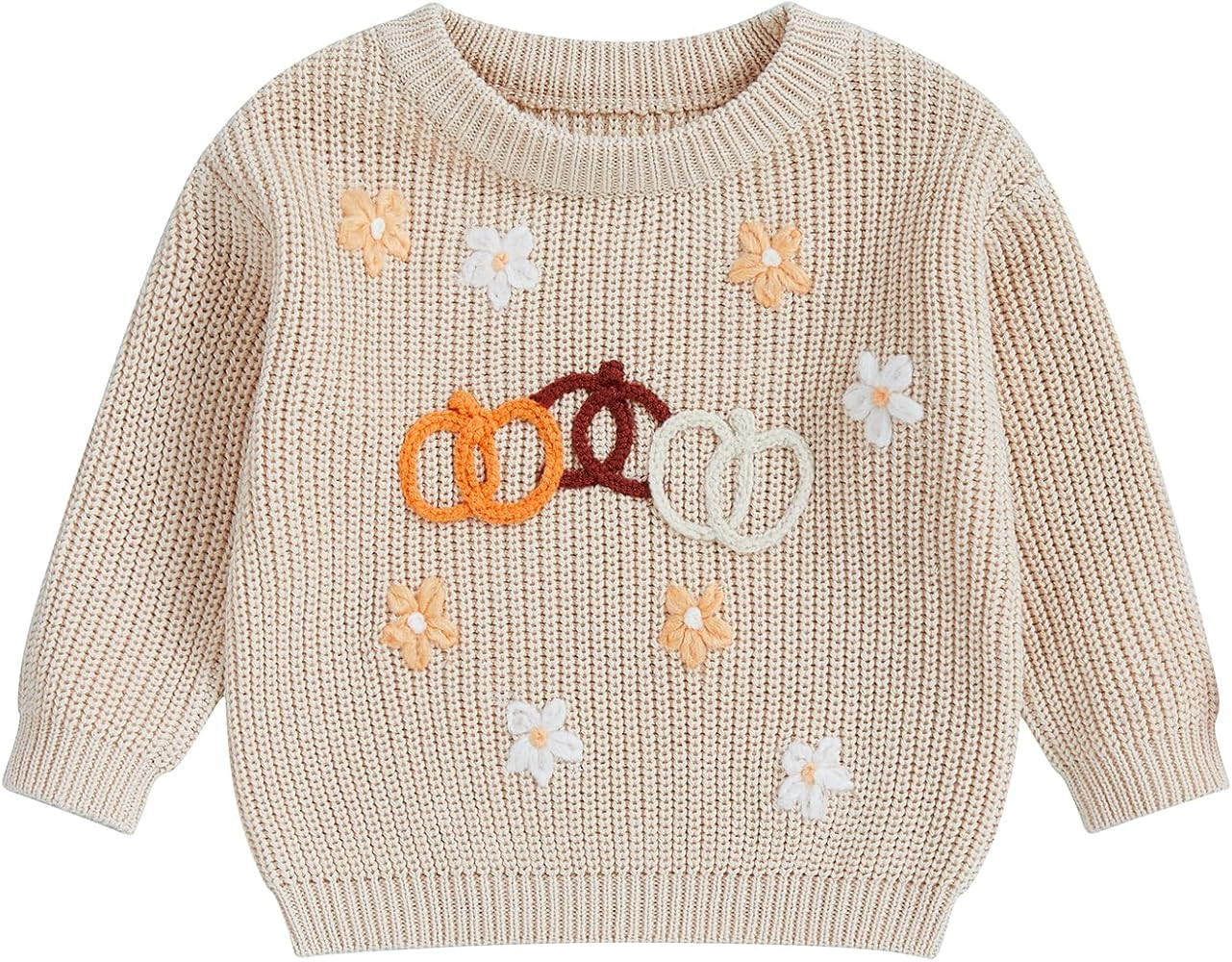 Toddler Baby Boys Girls Halloween Sweater Knitted Pumpkin Embroidered Pullover Sweatshirt Fall Wi... | Amazon (US)