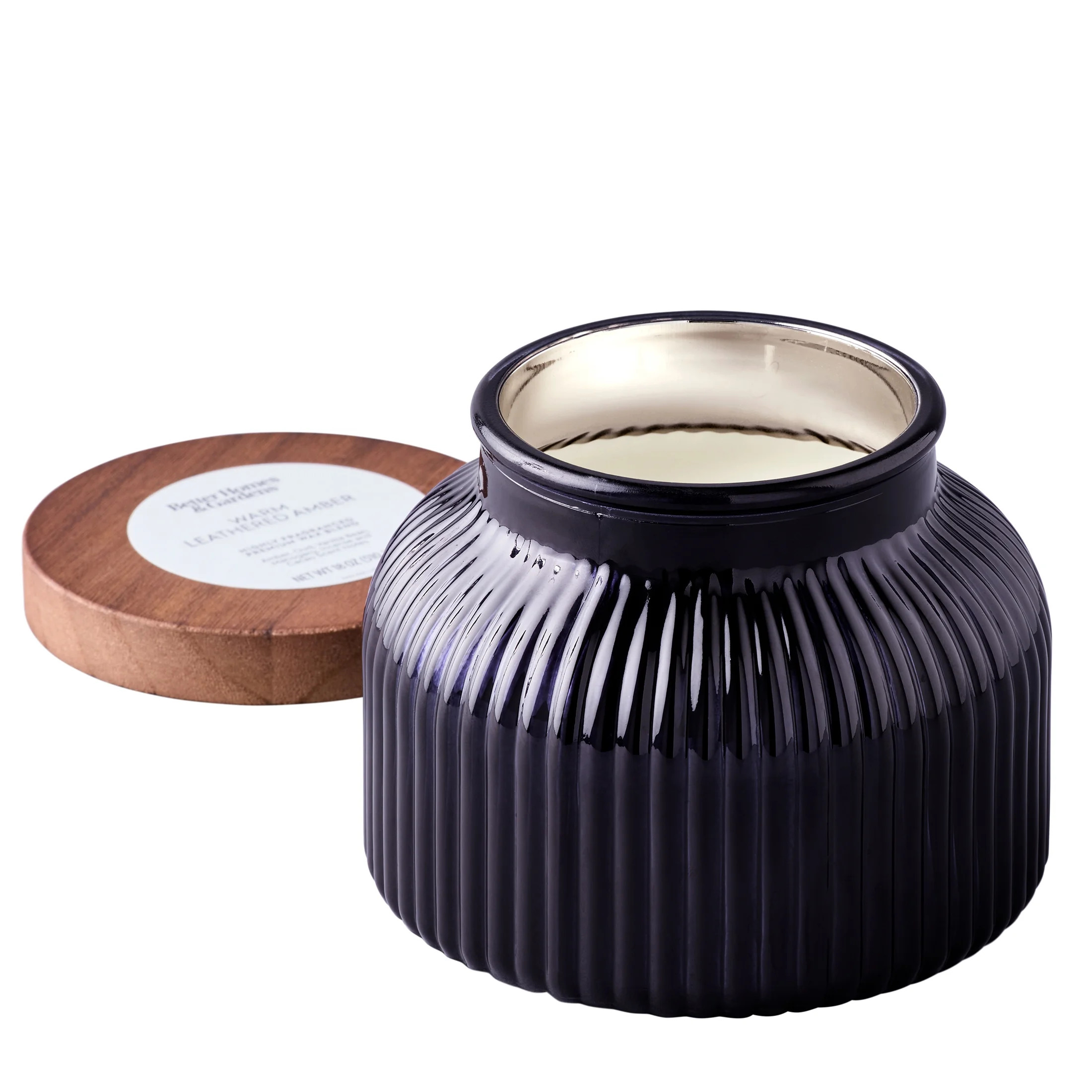 Better Homes & Gardens Warm Leathered Amber Scented Cotton 2-Wicks Ribbed Mecury Glass Jar Candle... | Walmart (US)