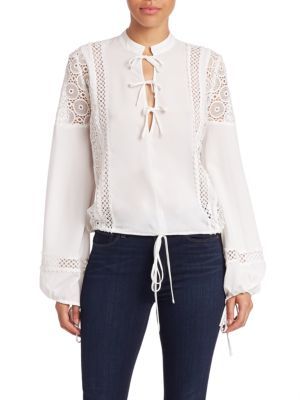 Farrah Lace Shoulder Tie Up Blouse | Saks Fifth Avenue