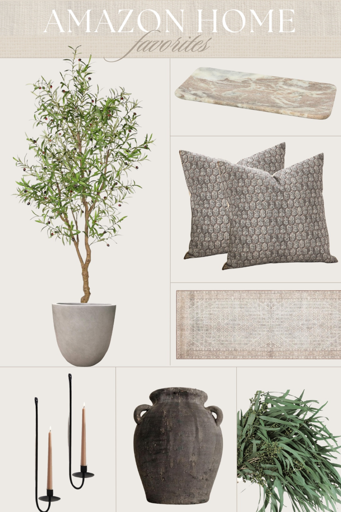 Modern organic amazon home favorites 🤎

#amazonhome #amazonfind #throwpillows #olivetree #planter #homedecor #modernorganic #stonetray #eucalyptus #vase #aesthetichome #rug #runner #pillowcover 

#LTKFindsUnder100 #LTKHome #LTKFindsUnder50