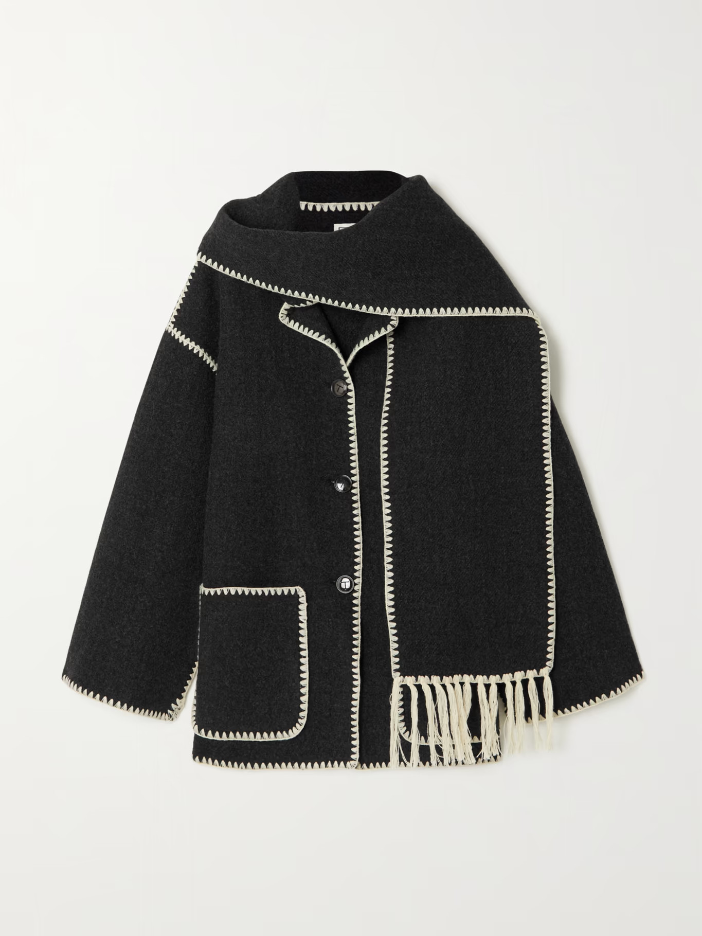 Draped fringed wool-blend jacket | NET-A-PORTER (UK & EU)