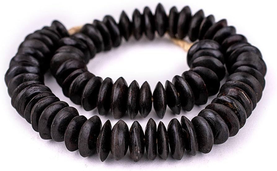 Black Bone Beads - Full Strand of Fair Trade African Beads - The Bead Chest (Saucer, Black) | Amazon (US)