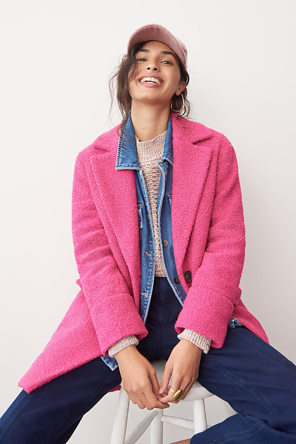 Yvette Boucle Coat By Anthropologie in Pink Size 12 | Anthropologie (US)